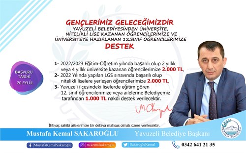 Belediyemizden Okuyan Gençlerimize Destek